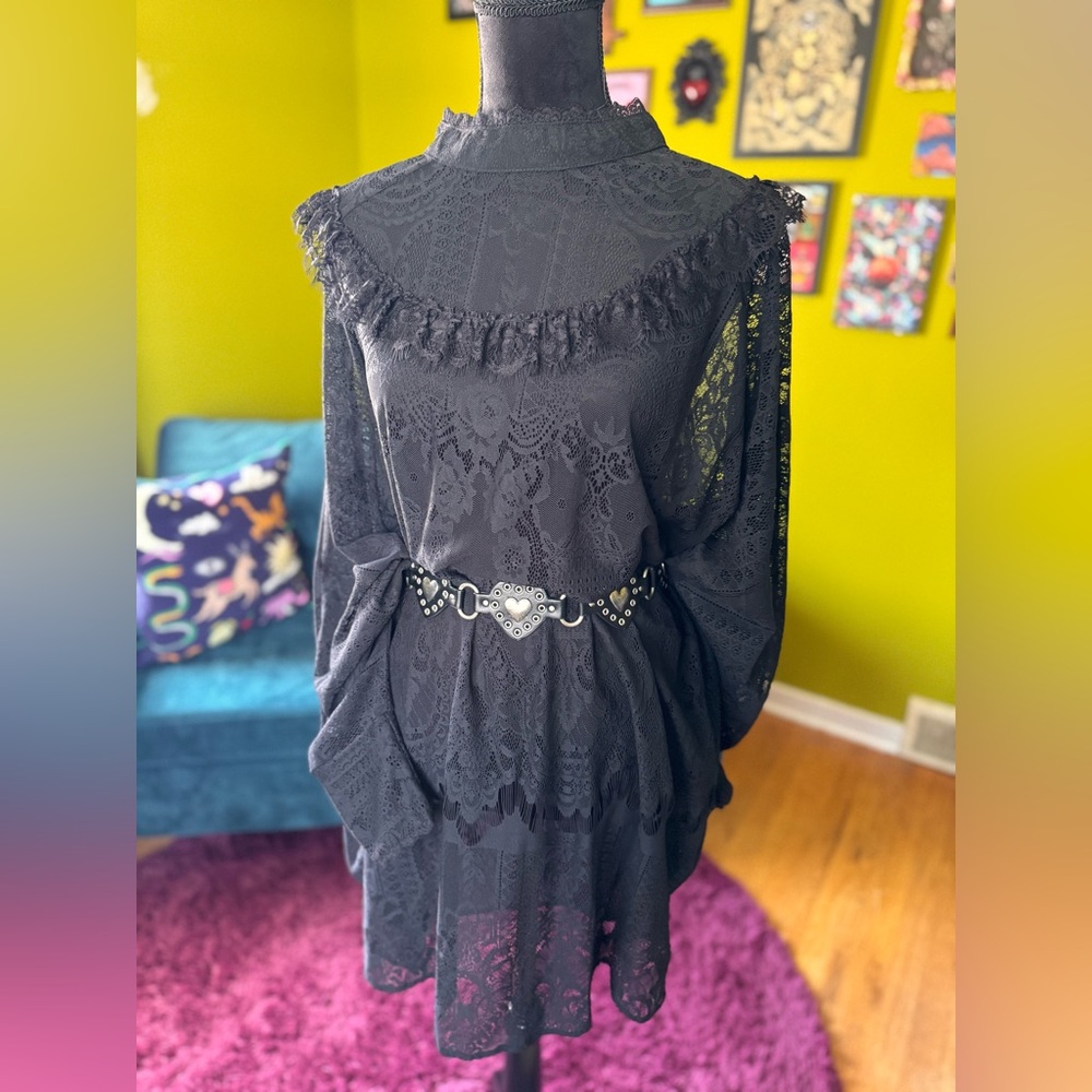 Killstar Black Victorian Romantic Lace Tunic